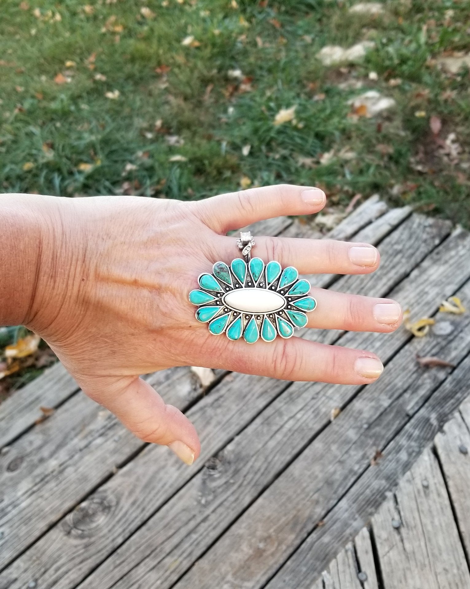 Turquoise Vintage Statement Cross Ring - product image 4