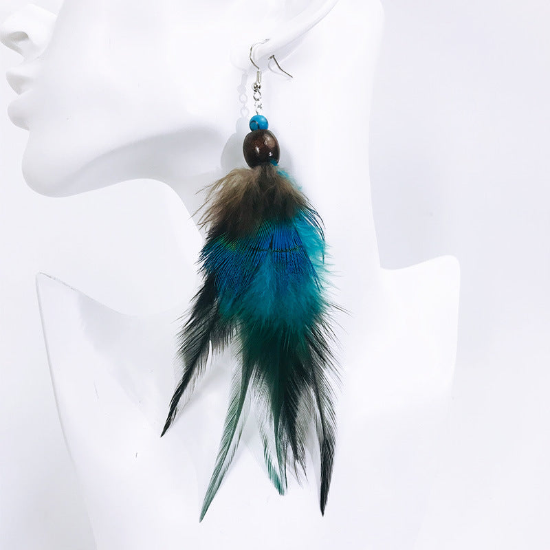 Boho Vintage Feather Beaded Earrings - product image 3