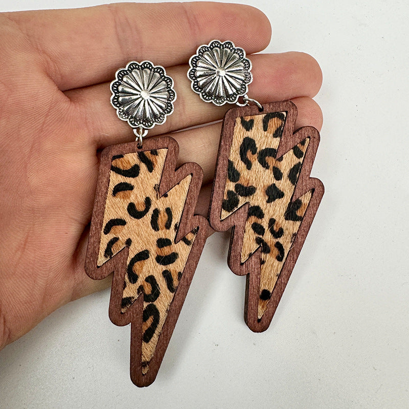Western Cross Wood Leather Earrings - product image 3