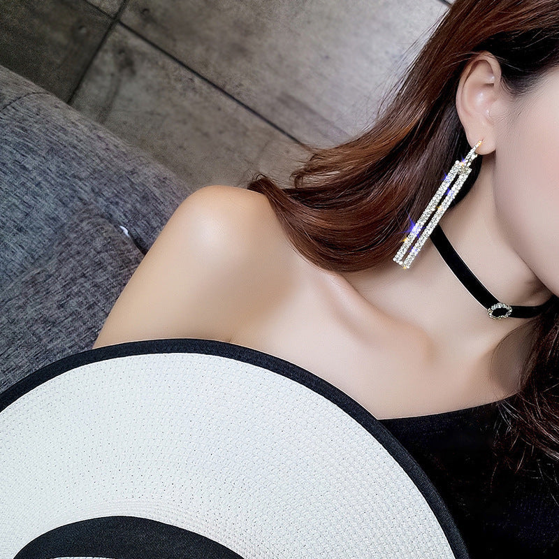 Statement Geometric Cross Crystal Earrings - product image 4