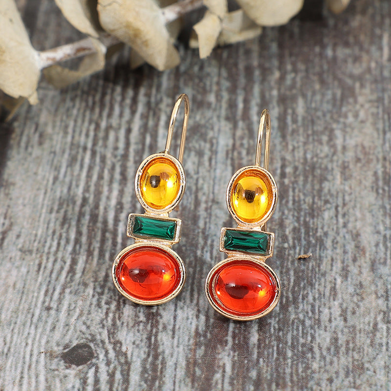 Unique Gold-rimmed Gemstone Earrings for Women Simple Alloy Earrings - product image 10