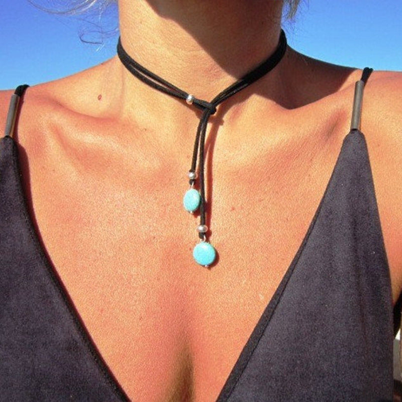 Turquoise Boho Vintage Cross Necklace - product image 2
