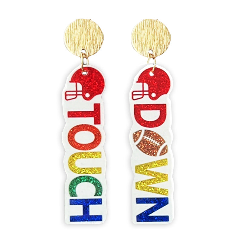 Supply: Football Game Day Shiny Atmosphere Colorful Earrings with Bow - product image 2