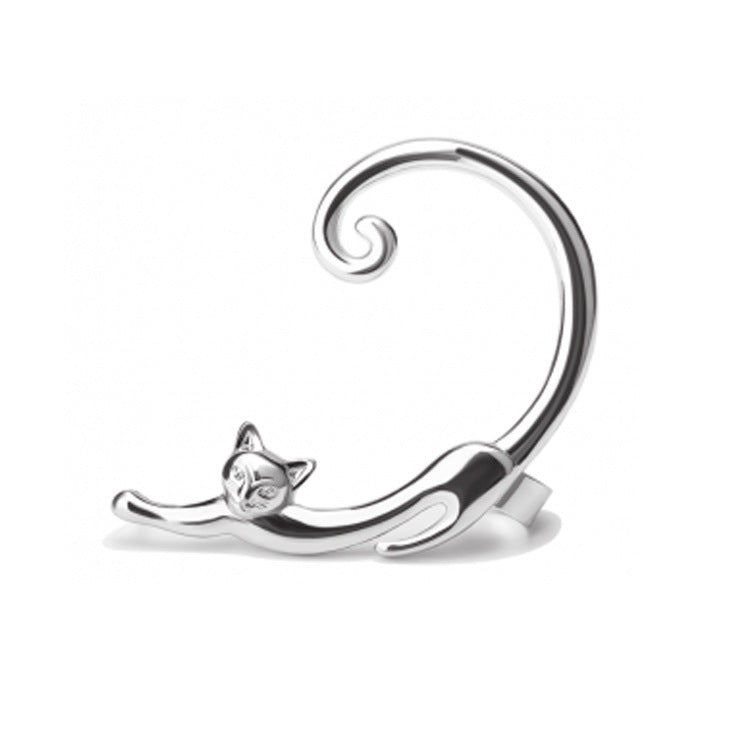 Simple Glossy Cat Earrings in Minimalist Style - Unique Cute Small Animal 3d
