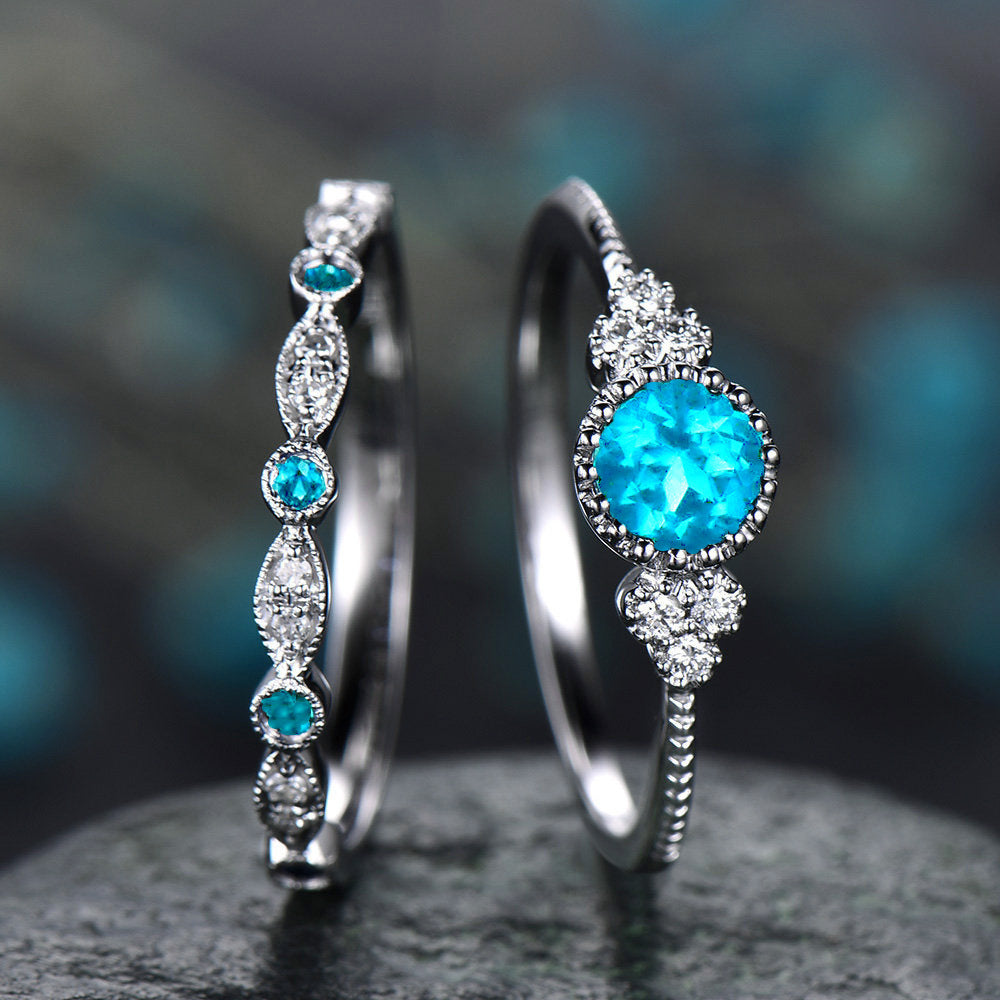 Ring Fashionable Zircon Ring for Women Two-piece Set of Micro-inlaid Emerald - product image 5