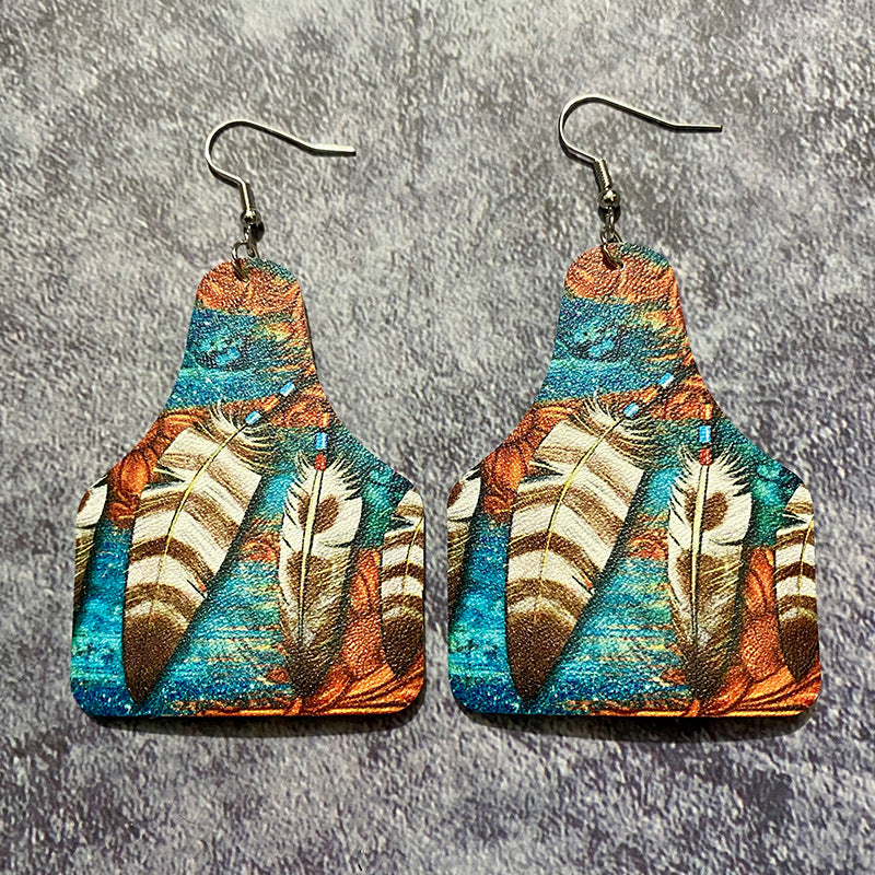 Western Boho Vintage Cross Leather Earrings