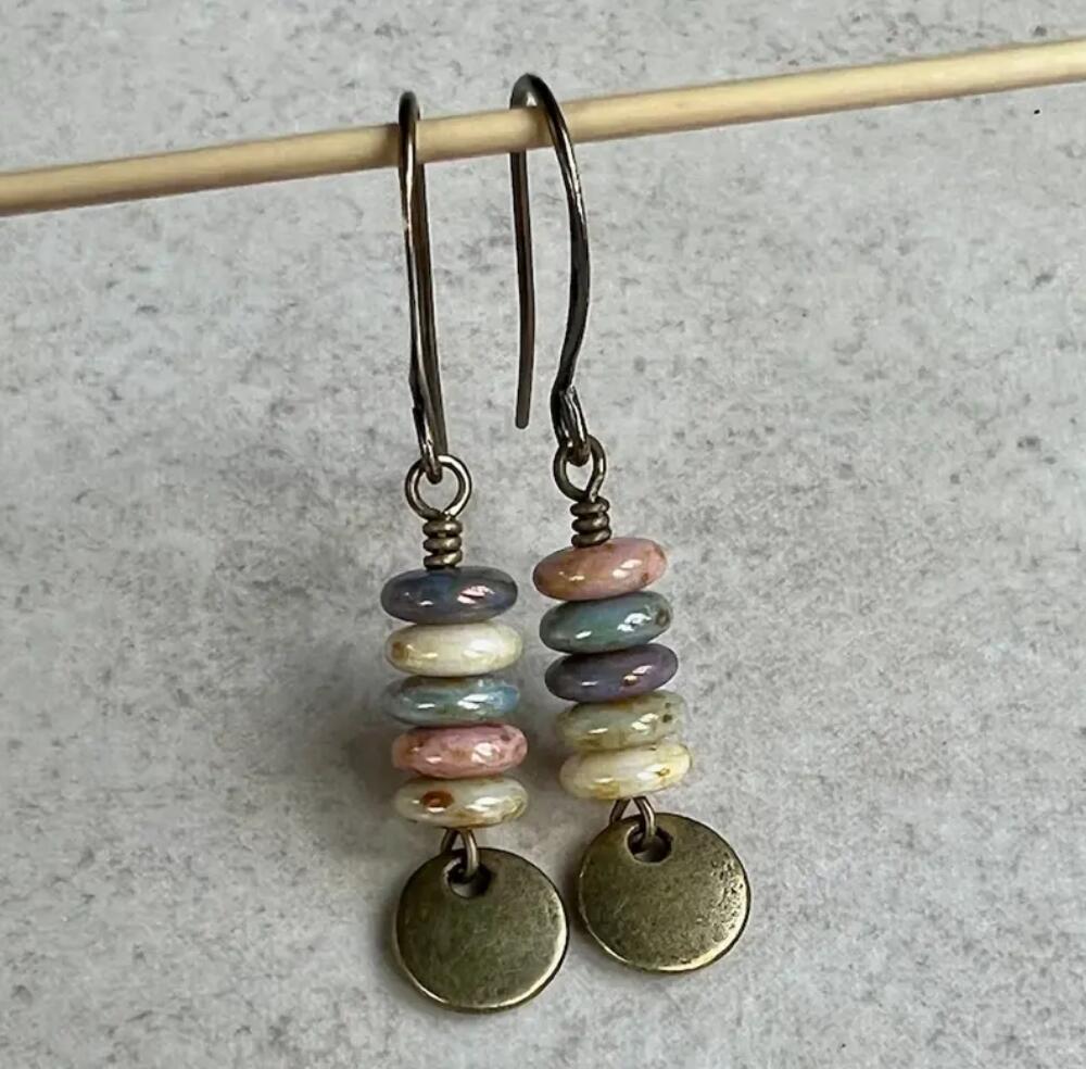 Vintage Geometric Cross Beaded Earrings for Women