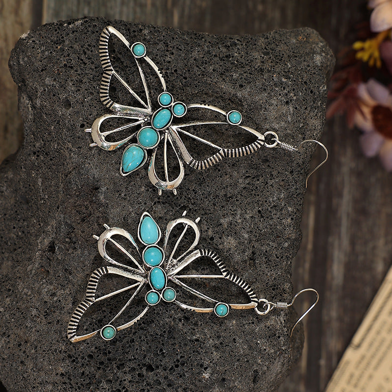 Turquoise Vintage Butterfly Earrings - product image 8