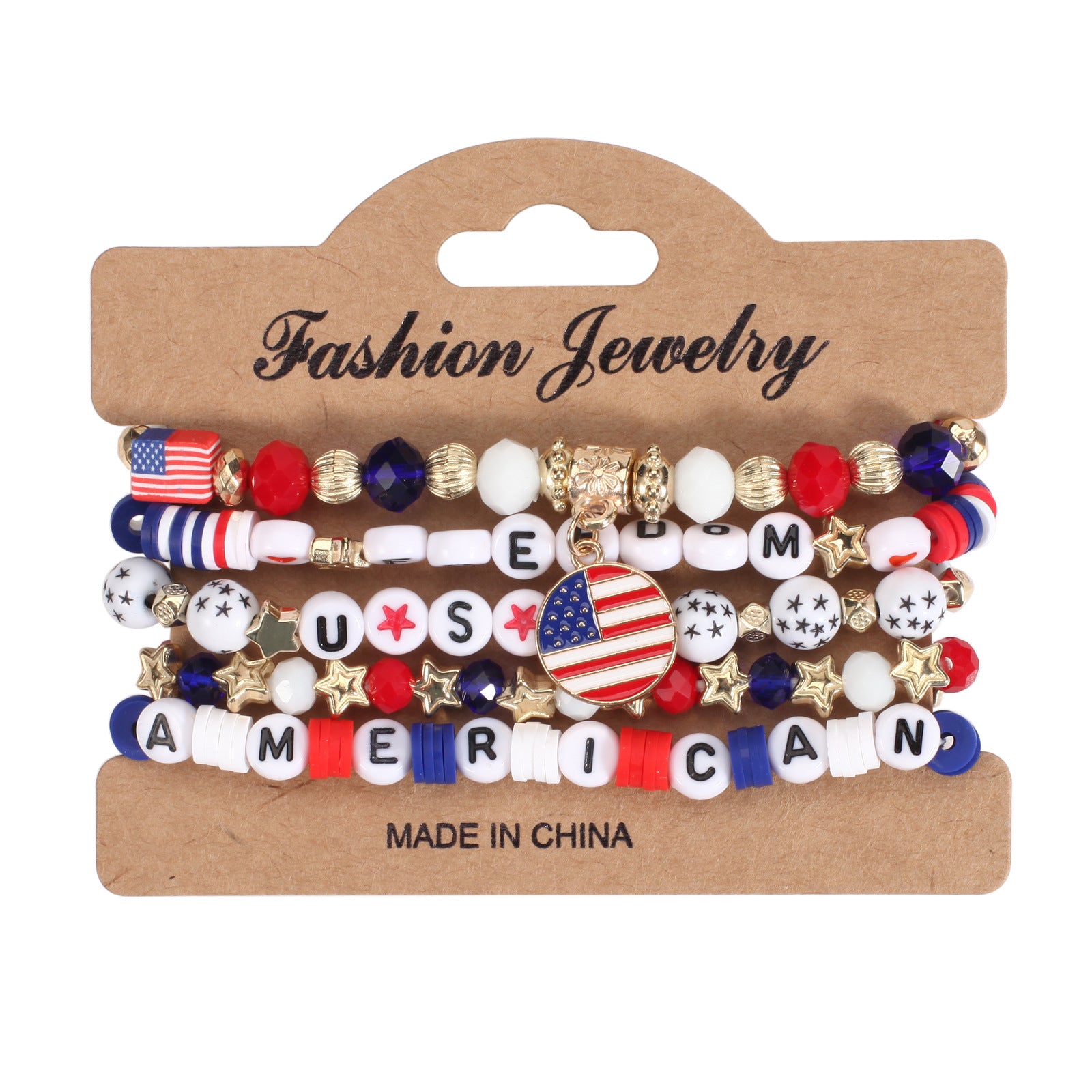 Flag Beaded Crystal Bracelet