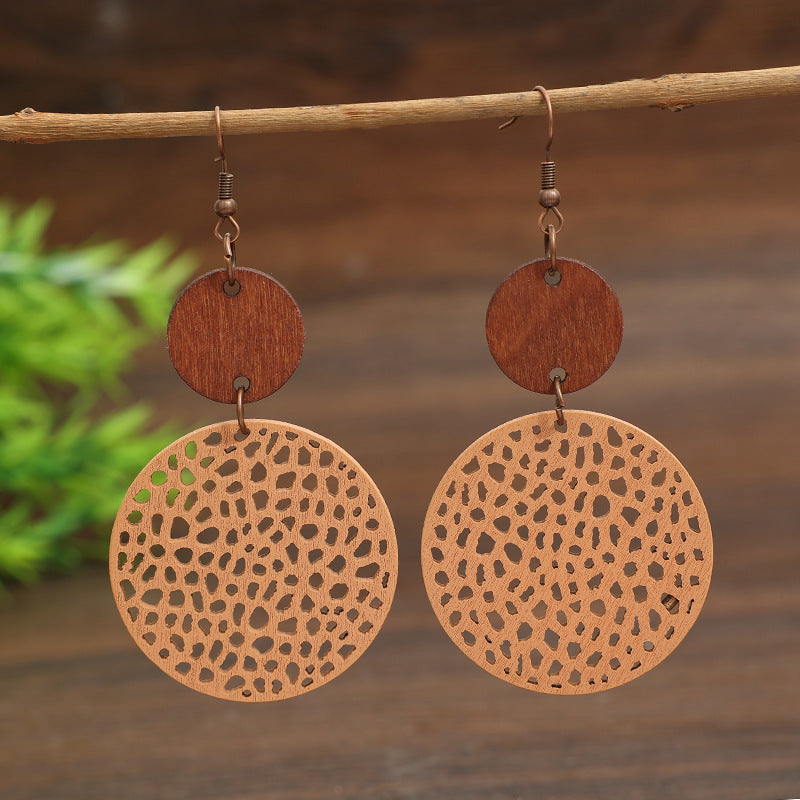 Boho Vintage Cross Wood Earrings - product image 5