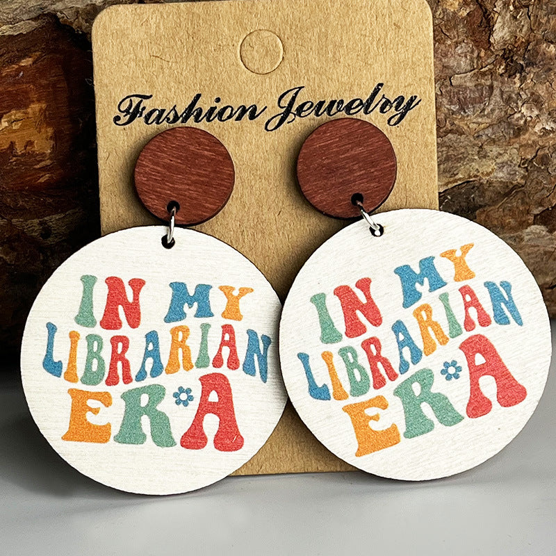 Floral Cross Wood Earrings