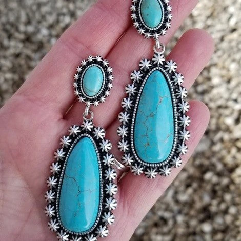 Turquoise Statement Cross Earrings - product image 1