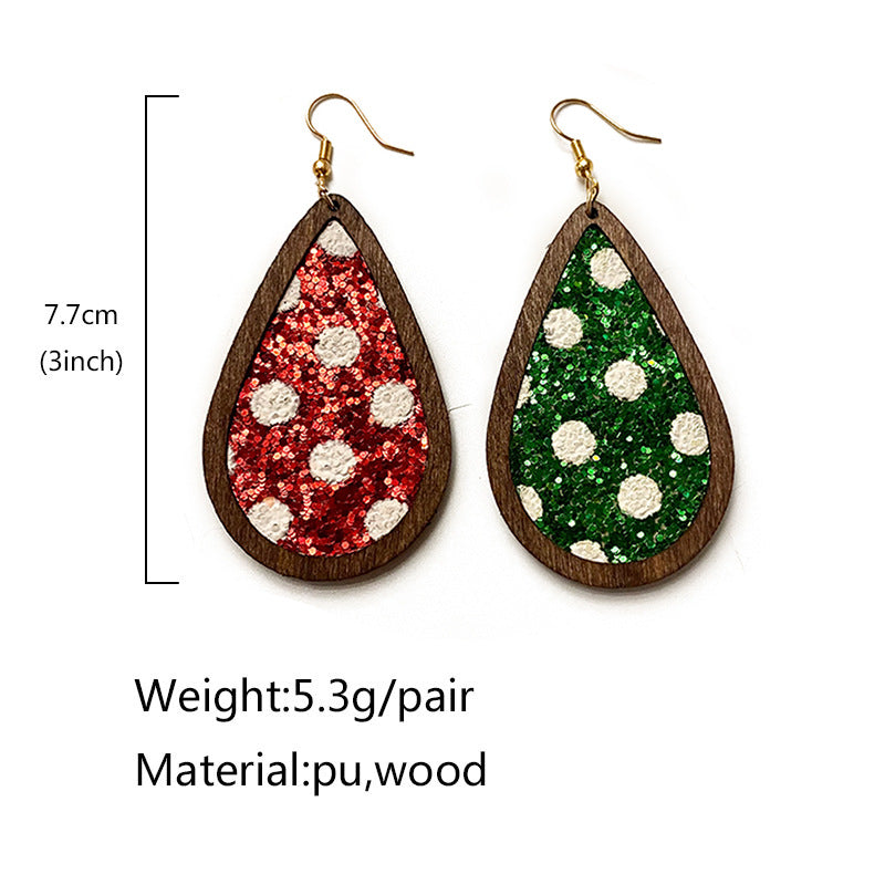 Cross Wood Leather Earrings - product image 4
