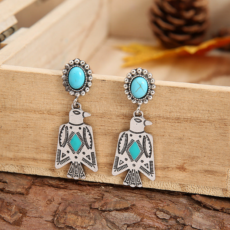 Turquoise Boho Vintage Cross Earrings - product image 2