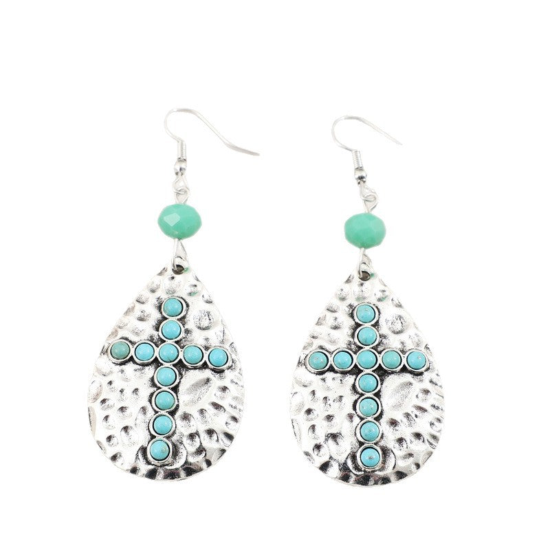 Turquoise Boho Cross Earrings - product image 5