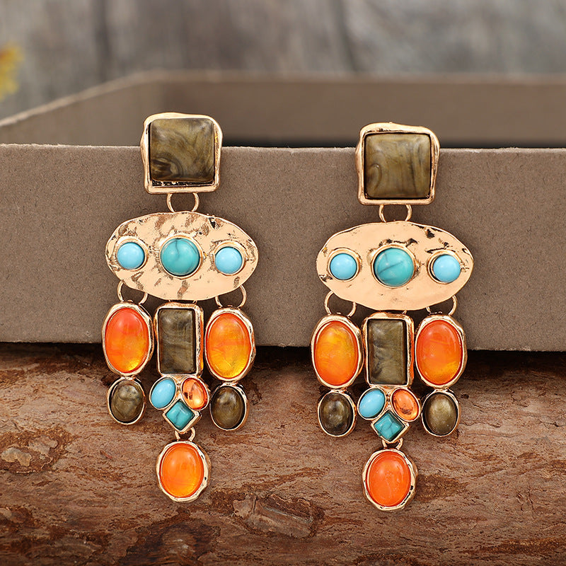 Turquoise Vintage Cross Earrings for Women