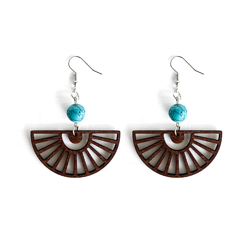 Turquoise Boho Cross Wood Earrings - product image 5
