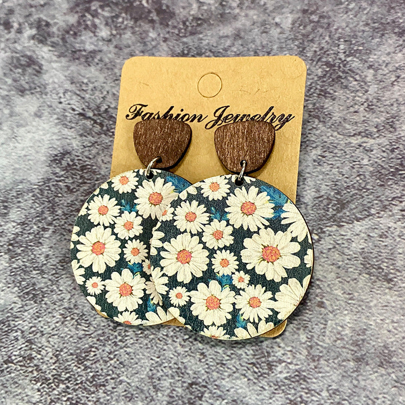 Western Boho Floral Cross Wood Earrings - product image 6
