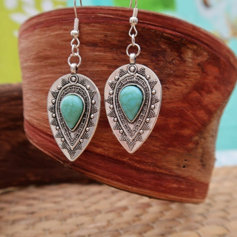 Turquoise Boho Vintage Cross Earrings - product image 1