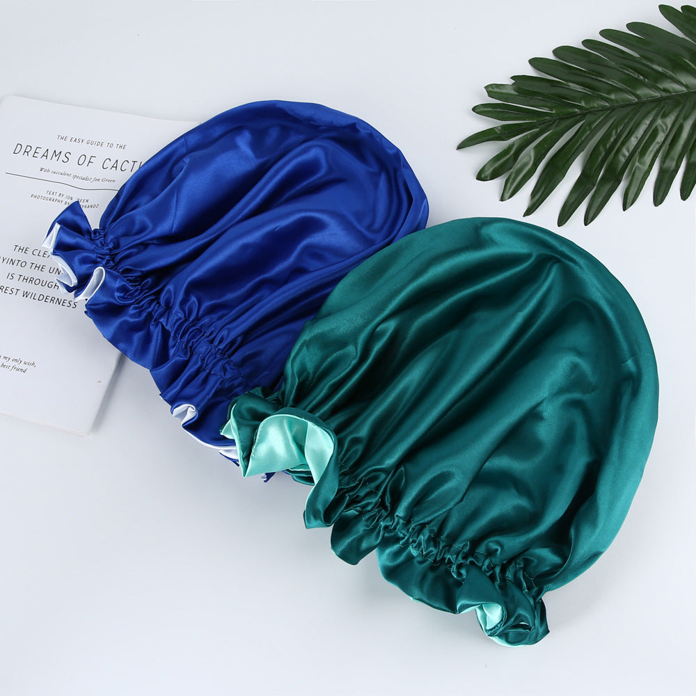 Style Solid Color Satin Hat with Satin Lining - Double-layered Head Cover - - product image 3
