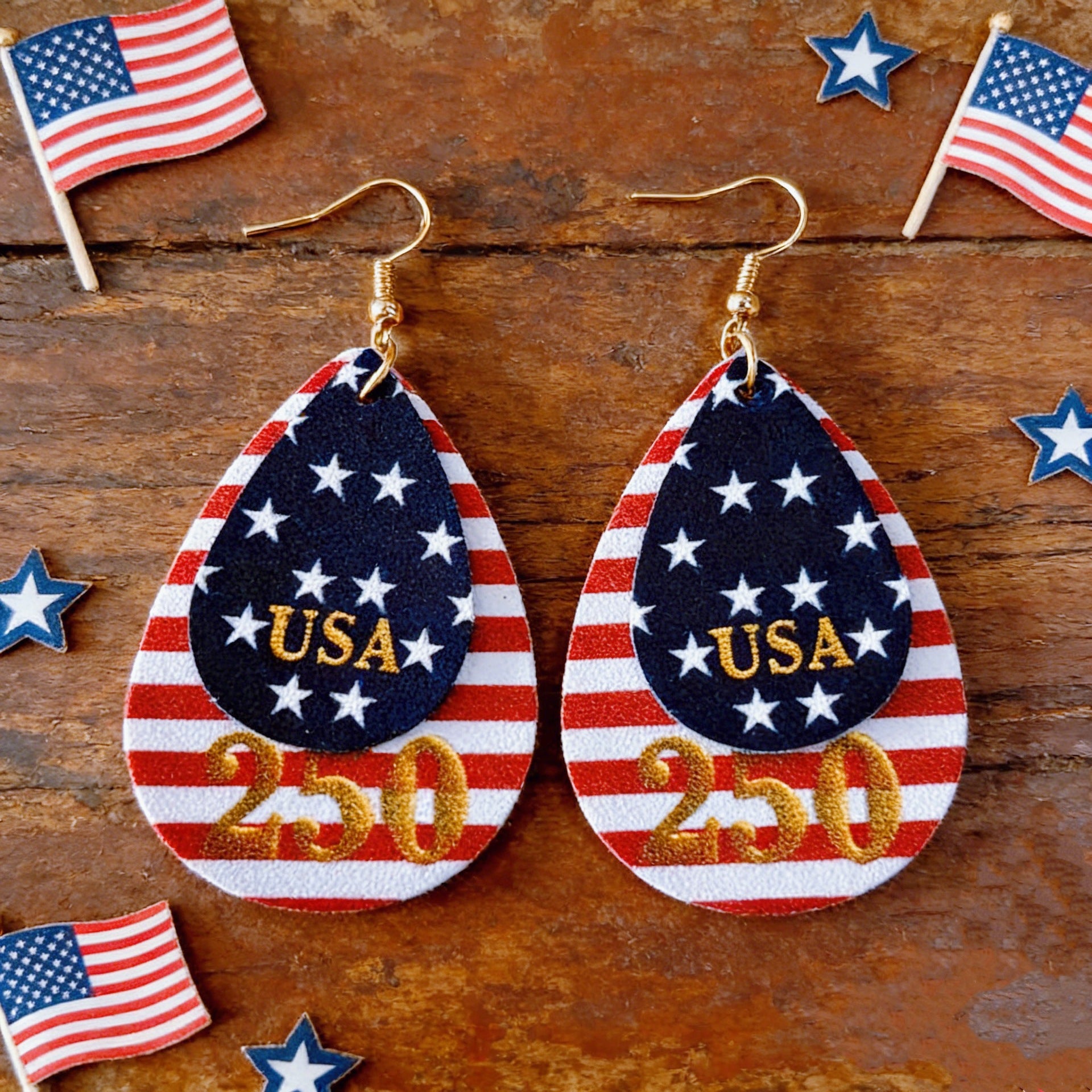 Cross Flag Leather Earrings - product image 12