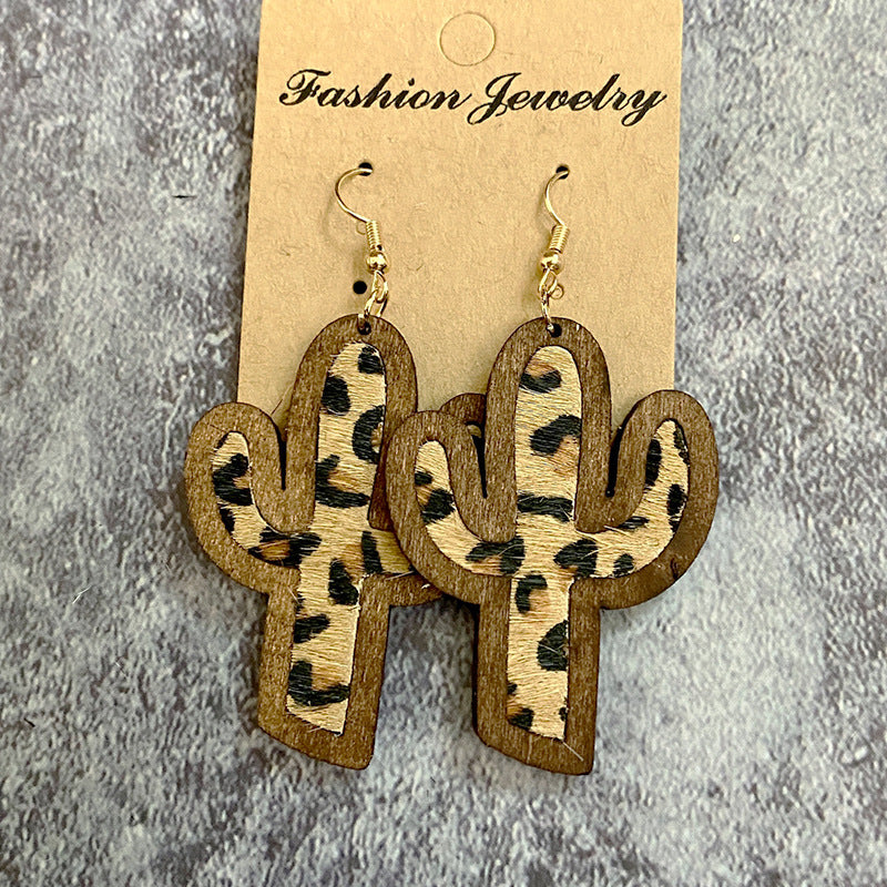 Western Horse Cactus Cross Leather Earrings - product image 2