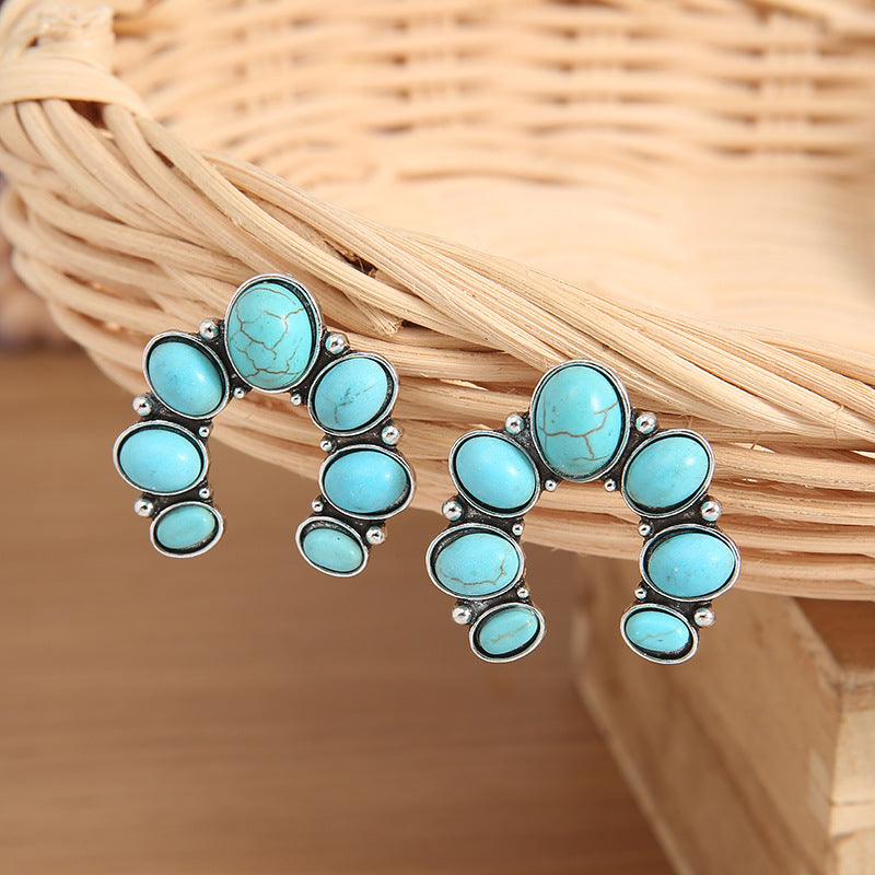 Western Turquoise Vintage Cross Earrings