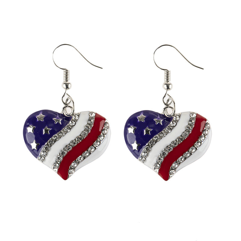 American Independence Day Jewelry - Pentagram Diamond-encrusted Earrings - - product image 1