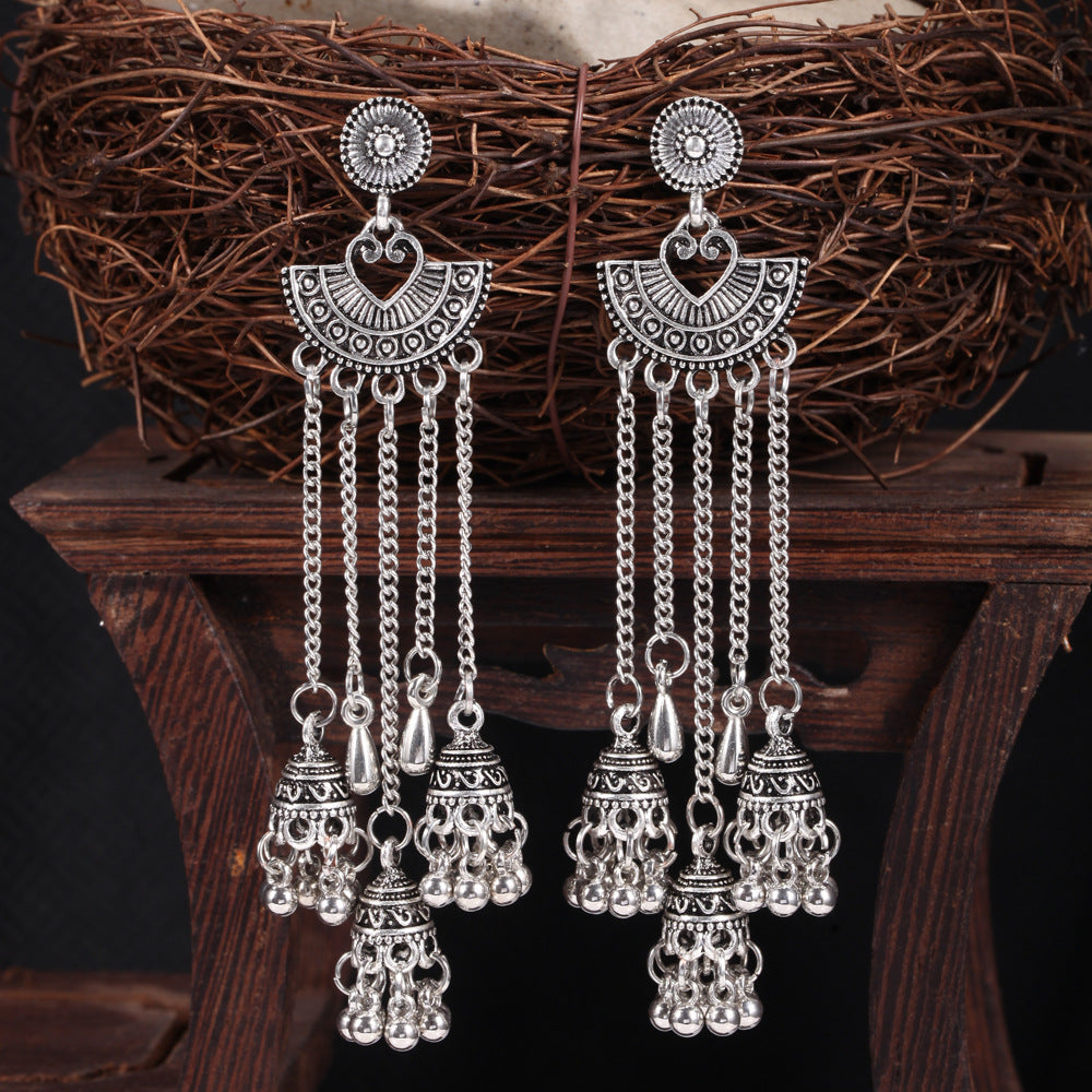 Boho Vintage Heart Cross Earrings