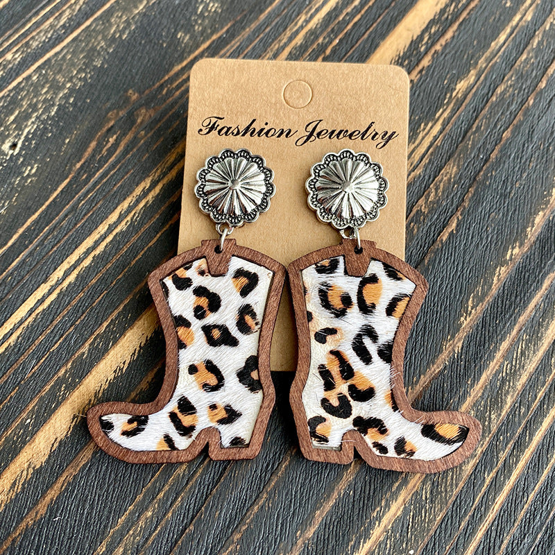 Western Cross Wood Leather Earrings - product image 17