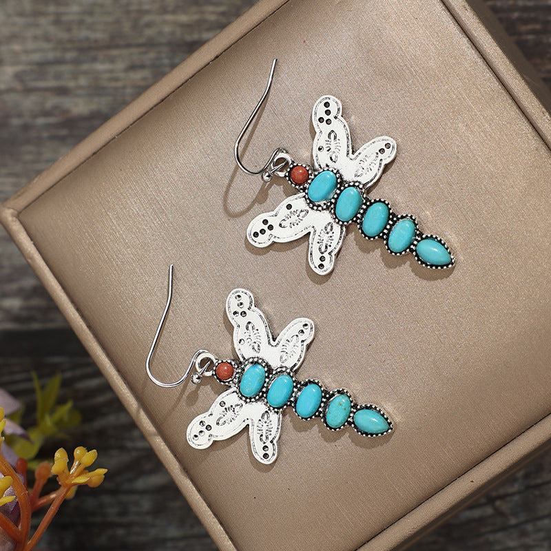 Turquoise Boho Vintage Cross Earrings - product image 4