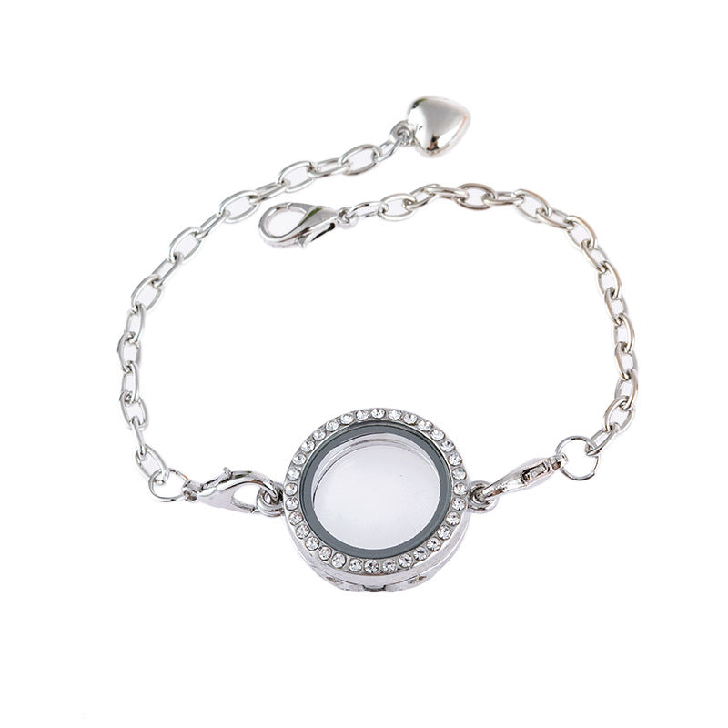 Style Diamond-encrusted Round Bracelet Can Be Opened Diy Photo Box - product image 1