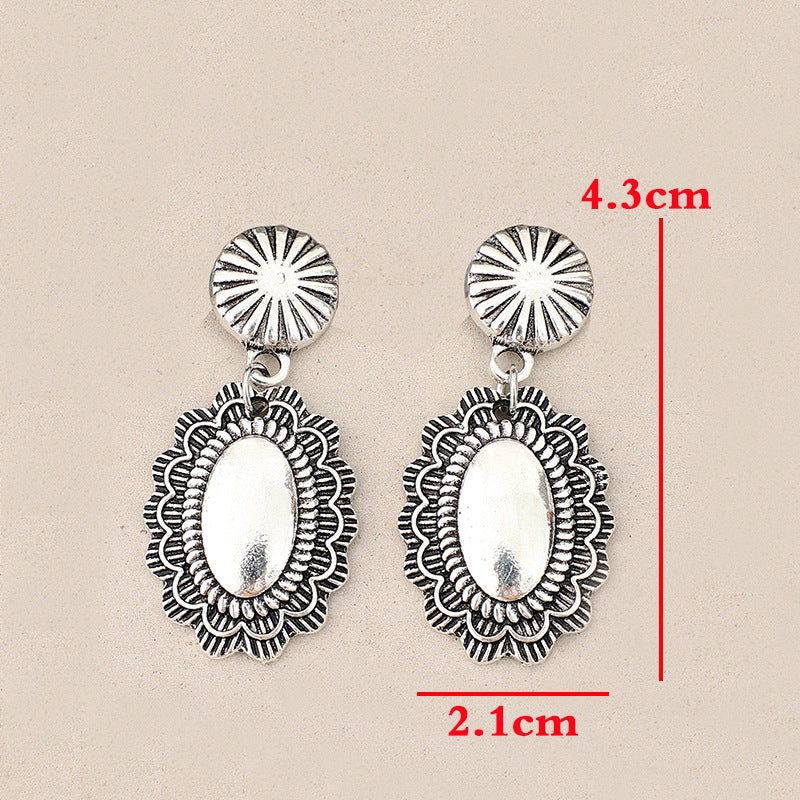 Boho Vintage Geometric Floral Cross Earrings - product image 10