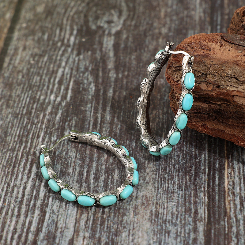 Western Turquoise Vintage Cross Earrings