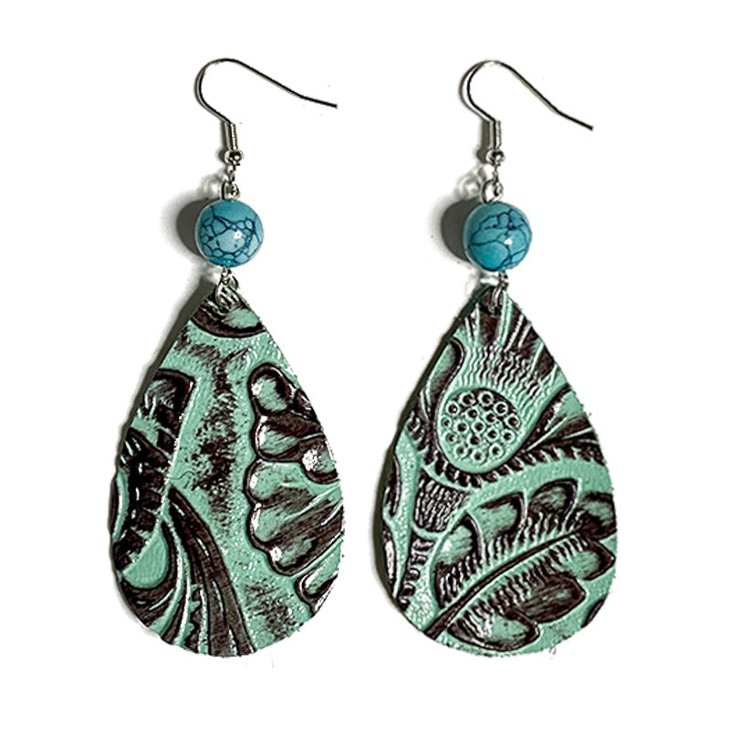 Western Turquoise Vintage Horse Cross Earrings - product image 5