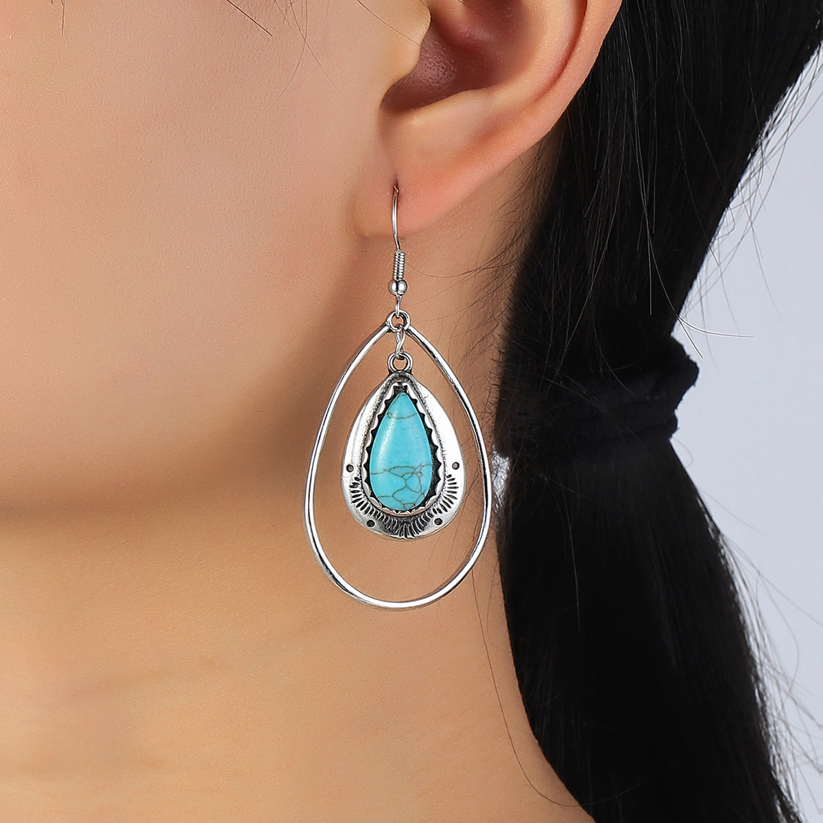 Turquoise Boho Vintage Earrings - product image 2