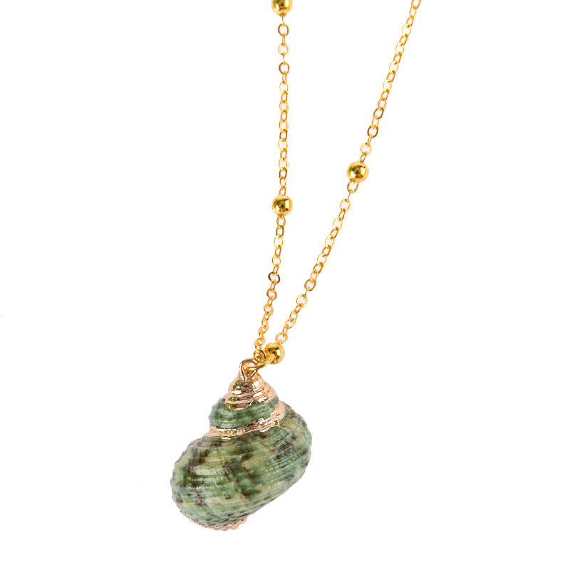 2019aliexpress : Ocean‑style Necklace with Gold‑trimmed Seashells and Conch - product image 7