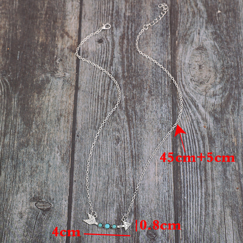 Turquoise Vintage Feather Cross Necklace - product image 4