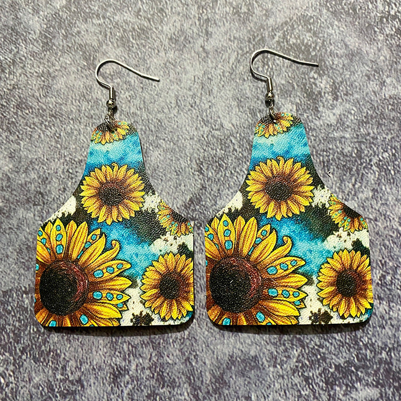 Western Boho Vintage Cross Leather Earrings
