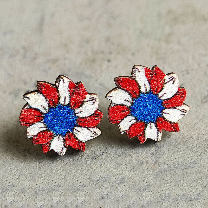 Floral Heart Flag Wood Earrings - product image 6