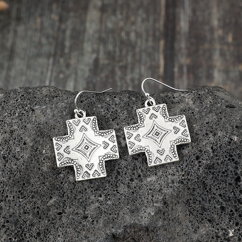 Boho Vintage Cross Earrings
