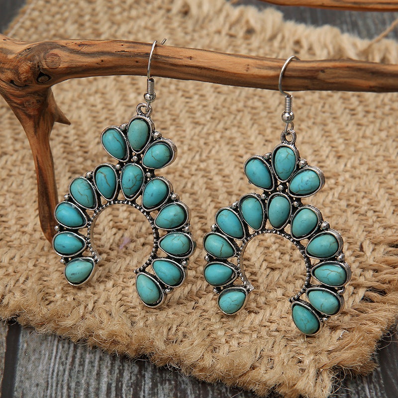 Turquoise Boho Vintage Cross Earrings for Women - product image 4