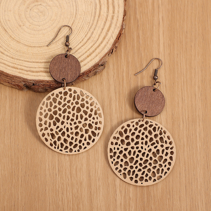 Boho Vintage Cross Wood Leather Earrings - product image 7
