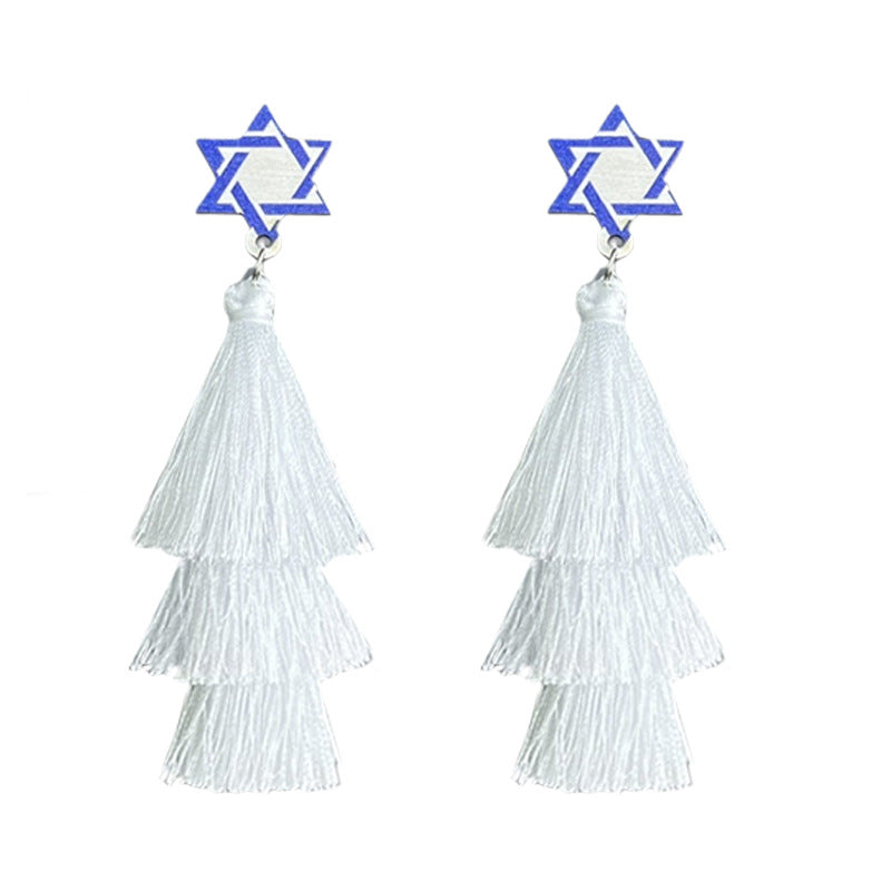 Supplies Hanukkah Holiday Accessories - Multi-layered Tassel Earrings -