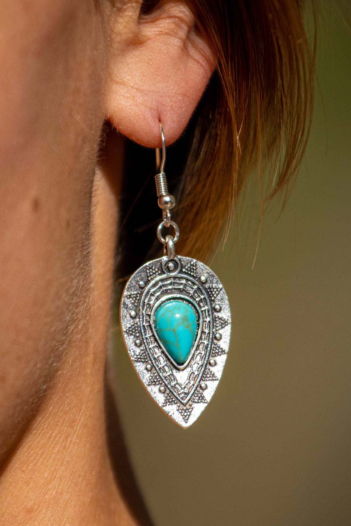Turquoise Boho Vintage Cross Earrings - product image 8