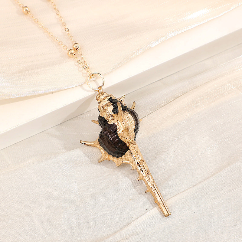 2019aliexpress : Ocean‑style Necklace with Gold‑trimmed Seashells and Conch - product image 19