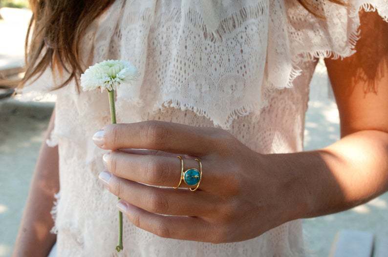 Turquoise Vintage Resin Ring for Women - product image 8
