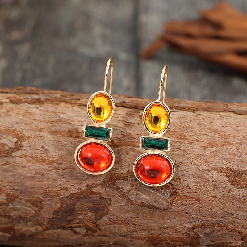 Unique Gold-rimmed Gemstone Earrings for Women Simple Alloy Earrings - product image 3