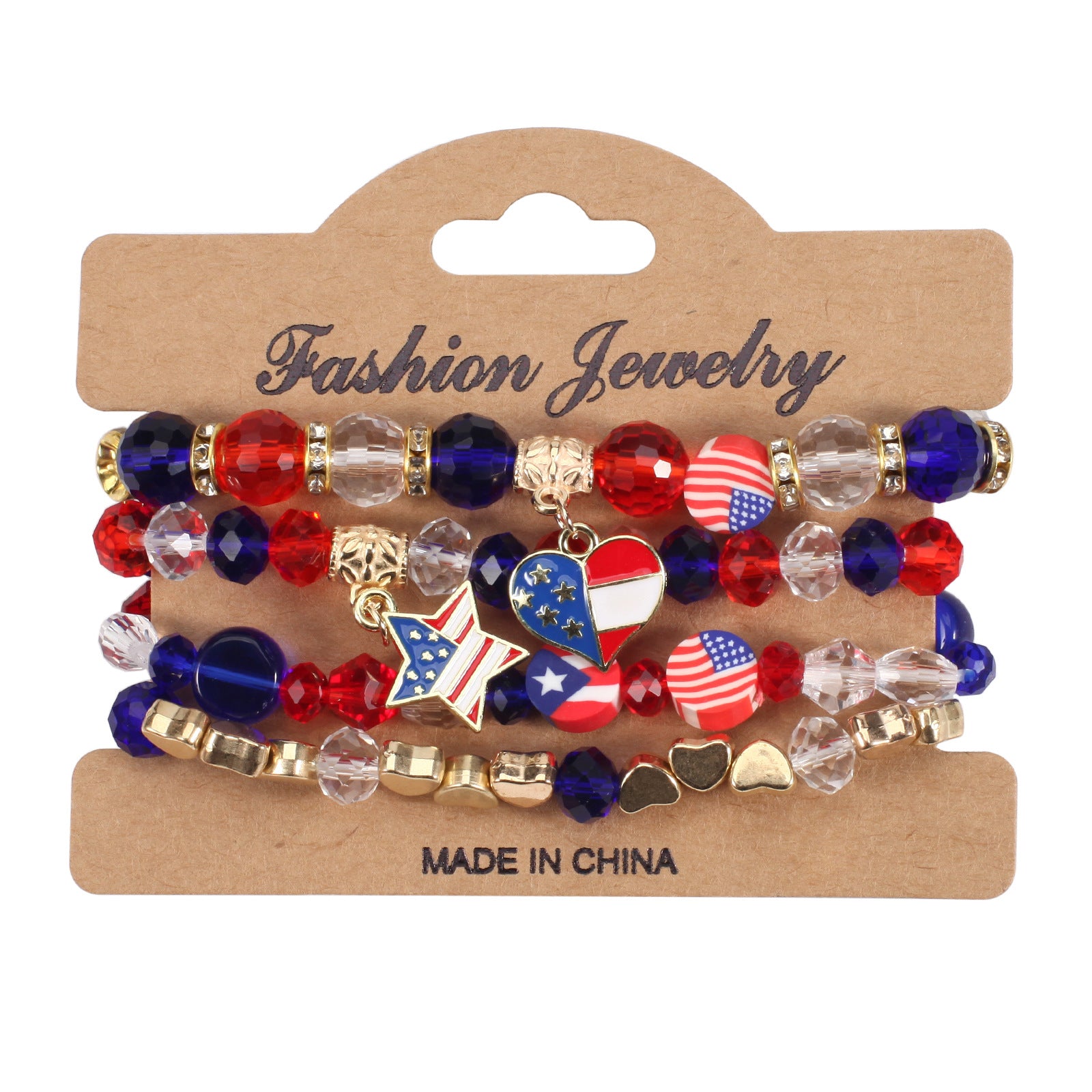 Flag Beaded Crystal Bracelet