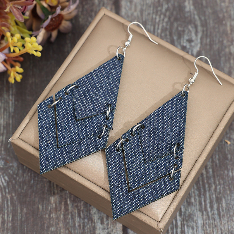 Geometric Cross Leather Earrings for Women - product image 15